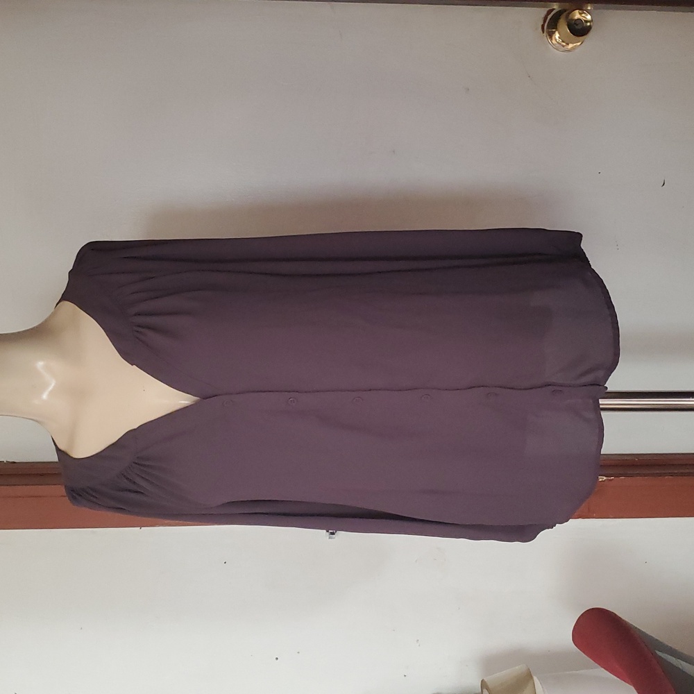 Bellatrix Brown Long Elastic Cuff Of The Sleeve Buttoned Blouse Size M - Picture 2 of 12